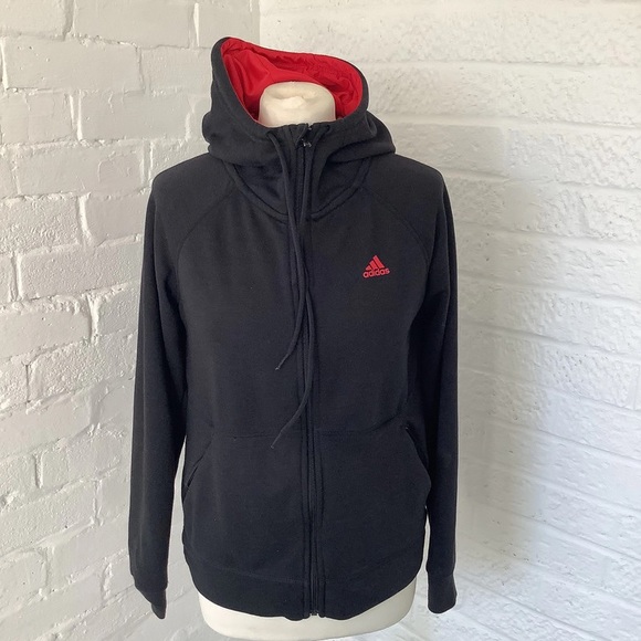 Adidas Tops - Adidas Full Zip Track Top - Size S 8-10 - Black & Red - P2P 19”